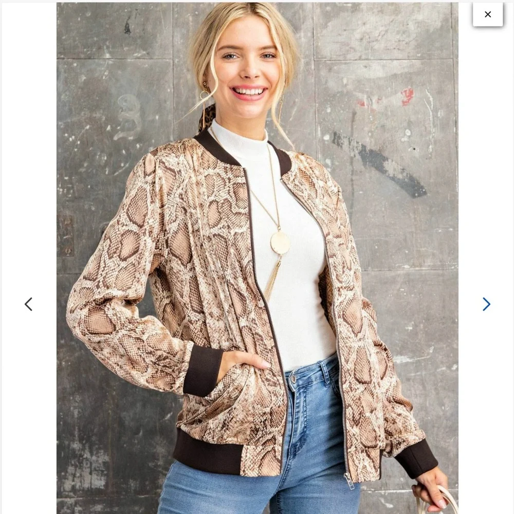 ❤️❤️ Kori America Womens Python Printed Bomber Jacket sizeM❤️❤️_2